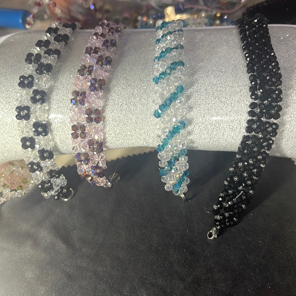 Handmade crystal. Bracelet  and starless steel